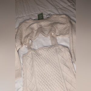 Elegant Cream Cable Knit Sweater Dress Set